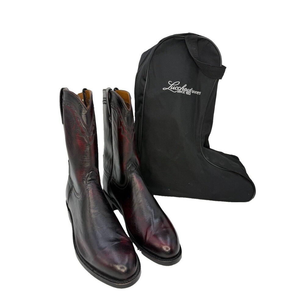 Lucchese 2000 Black Cherry Western Mens Cowboy Boots 11 D